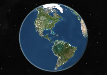 Globe Centred on the Americas, True Colour Satellite Image